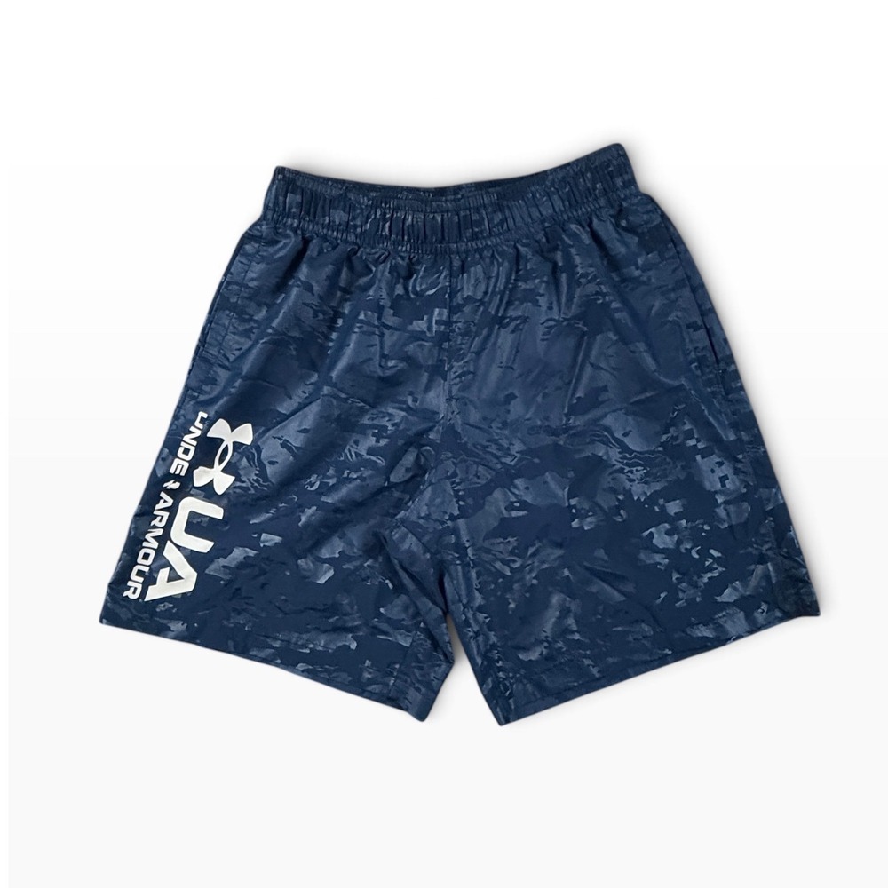 Under Armour Mens Navy Blue Camo Athletic Shorts Loose Fit Medium MD
